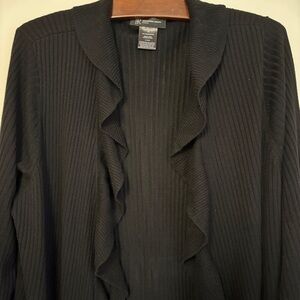 INC International Concepts Black Ruffled Cardigan